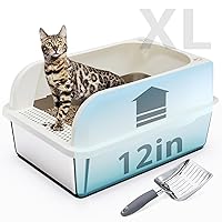 Stainless Steel Cat Litter Box with Lid, Extra Large Cat Litter Box Enclosure, XL Metal Litter Box for Big Cats with High Sided, Free Cat Litter Scooper (Non-Stick, Easy to Clean, Anti-Urine Leakage)