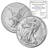 2023-1 oz American Silver Eagle Coin Brilliant Uncirculated with Certificate of Authenticity $1 Seller BU