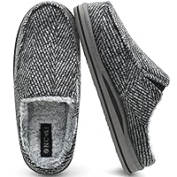 ONCAI Mens Clog Slippers with Arch Support Stripe Faux Fur Cotton-Blend High-Density Memory Foam Warm House Slippers Slip-on Indoor Outdoor Rubber Sole Size 7-16