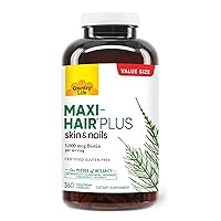 Maxi-Hair Plus 5000 mcg Biotin, 360 Capsules, Certified Gluten Free, Certified Vegetarian
