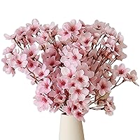 6PCS Cherry Blossom Branches Silk Faux Cherry Blossom Branches Bendable Pussy Artificial Flowers Home Decor for Living Room, Kitchen 16.14inch Cherry Blossom Branches