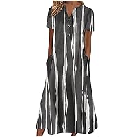 Womens Short Sleeve Dresses Floral Dresses for Women Crewneck Vneck Beach Hawaiian Maxi Long Dresses 2024