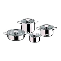 MEPRA Gourmet Kitchen Cookware Set - 8 Pcs. Stainless Steel Spaghetti Pot for Induction, Halogen, Electric Hobs, Silver (30150008)