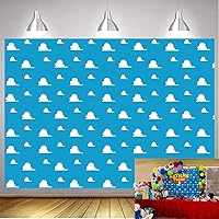 5x3ft Cartoon Blue Sky White Clouds Cute Clouds Sky Kids Birthday Party Boy Baby Shower Photography Background Photo Studio Props
