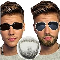BuryTony Men's Fake Beard 100% Human Hair Face Beard Mustache Van Dyke Type Reusable Drama/Makeup Props/Cosplay/Entertainment/Party Suitable for All People Black