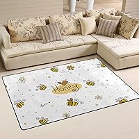 Children Door Mat,Cute Honey Bees Floor Mat Non-Slip Doormat for Living Dining Dorm Room Bedroom Decor 60x39 Inch