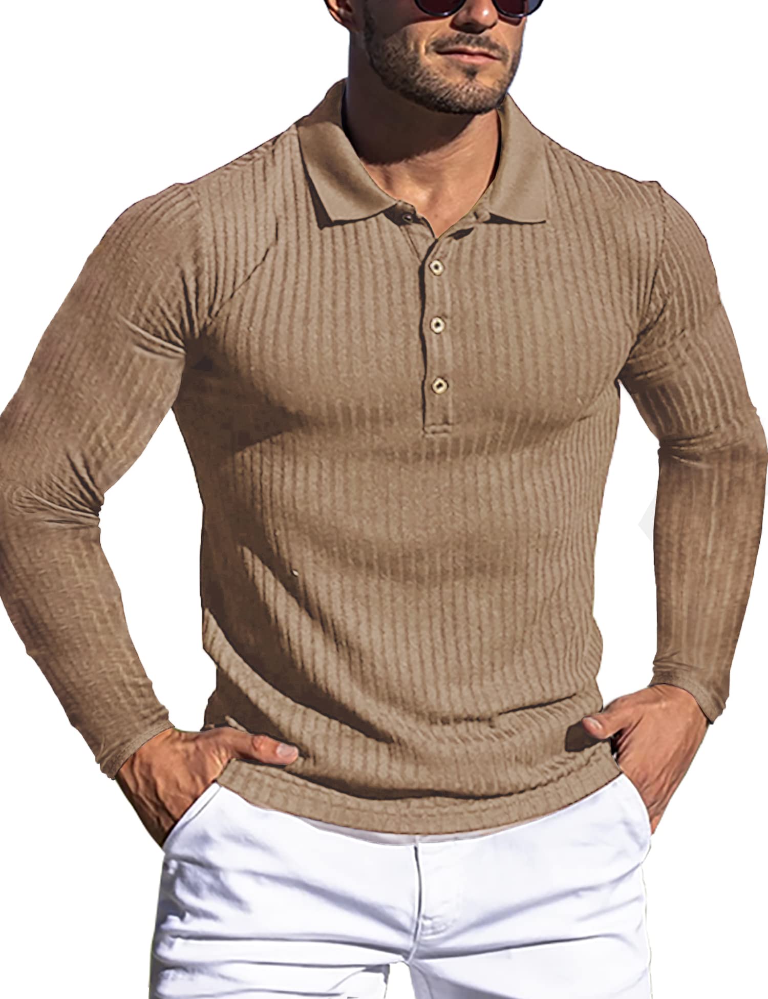 Mua URRU Men's Muscle T Shirts Stretch LongShort Sleeve Workout Tee Casual  Slim Fit Polo Shirt trên Amazon Mỹ chính hãng 2023 Giaonhan247