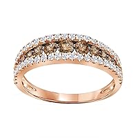 14K Rose Gold Chocolate Brown Diamond Absolutely Stunning Eternity Band Ring 1/2 Ctw.