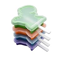 Stackable Dino Popsicle Molds - Reusable Mess-Free Silicone Ice Pops with Sticks for Homemade Freezer Snacks/Dishwasher-Safe & BPA-Free, Clear/Orange, Set 4