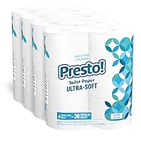 Amazon Brand - Presto! 2-Ply Toilet Paper, Ultra-Soft, Unscented, 24 Rolls (4 Packs of 6), Equivalent to 120 regular rolls