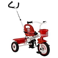 Schwinn Easy Steer Bike for Toddler, Kids Tricycle with Removable Push handle, Steel Trike Frame, Boys and Girls Ages 2-4 Year Old, Red/White, 8