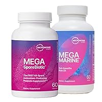 Microbiome Labs MegaSporeBiotic Spore-Based Probiotics (60 Capsules) + MegaMarine Fish Oil Supplement - Omega 3 Pills with EPA DHA DPA Ratio to Support Immune & Gut Health (60 Softgels) - 2 Products
