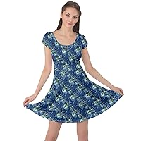 CowCow Womens Plus Size Dresses Insect Pattern Watercolor Beetles Cap Sleeve Dress, XS-5XL