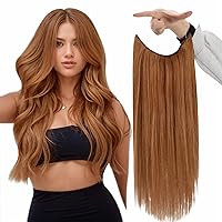 Fshine Wire Hair Extensions Copper Hair Extensions Clip in Human Hair Pumpkin Spice Long Hairpiece Real Human Hair Extensions Straight Hair Extensions Remy Human Hair for Women 80g 16 Inch