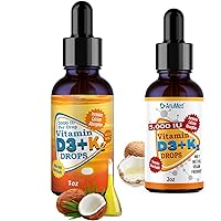 ANUMED - Bundle Natural Vitamin (D3 + K2 2,000 IU) + (D3 K2 5,000 IU) Liquid Drops with Organic MCT Oil, Vitamin A (Retinol) 1250mcg, K2 (MK4,MK7), Vitamin E. 100% Vegan, Non-GMO, No Sugar Added (2oz)