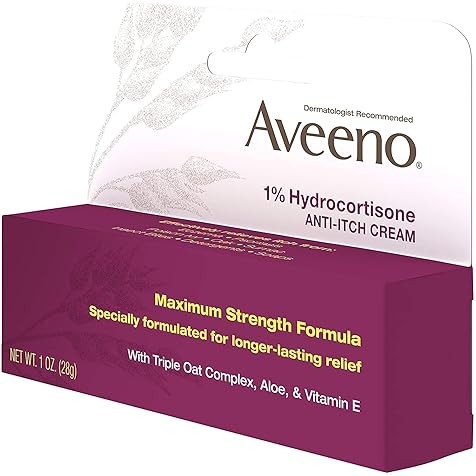 AVEENO Active Naturals 1% Hydrocortisone Anti-Itch Cream 1 oz ( Pack of 6)