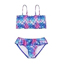 Jxsatr Swimsuits for Girls Two Piece Ruffle Bathing Suits Kids Bikini Beach Pool Clothes
