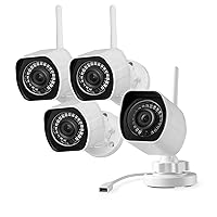 1080p Full HD Outdoor Wireless Security Camera System, 4 Pack Smart Home Indoor Outdoor WiFi IP Cameras with Night Vision, Plug-In, Compatible with Alexa