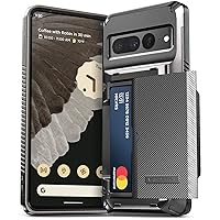 VRS DESIGN Damda Glide Pro Phone Case for Pixel 7 Pro, Sturdy Semi Auto Wallet [4 Cards] Case Compatible for Pixel 7 Pro Case (2022) (Groove Metal Black)