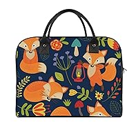 Happy Fox Forest Travel Tote Bag Large Capacity Laptop Bags Beach Handbag Lightweight Crossbody Shoulder Bags for Office