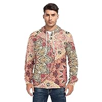 ALAZA Abstract Indian Floral Mandala Pattern Men's Hoodie Sweatshirt Full-Zip Long Sleeve Hoodie with Pockets