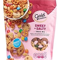 Generic Sweet & Salty Trail Mix 10 oz Resealable Zip Bag (1 Pack SimplyComplete Bundle) Gold Emblem: Milk Chocolate Candies, Peanuts, Pretzels, Mini Chocolate Chip Cookie