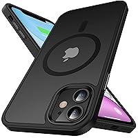 for iPhone 11 Case, [Compatible with MagSafe] [Military Grade Drop Protection] Shockproof Anti-Scratch Translucent Matte Hard Back Soft Slim Magnetic Phone Protective Case for iPhone 11, Black