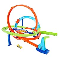 Hot Wheels Toy Car Track Set, Action Loop Cyclone Challenge Track Set, 2 Ways to Play & Easy Storage, with 1:64 Scale Toy Car
