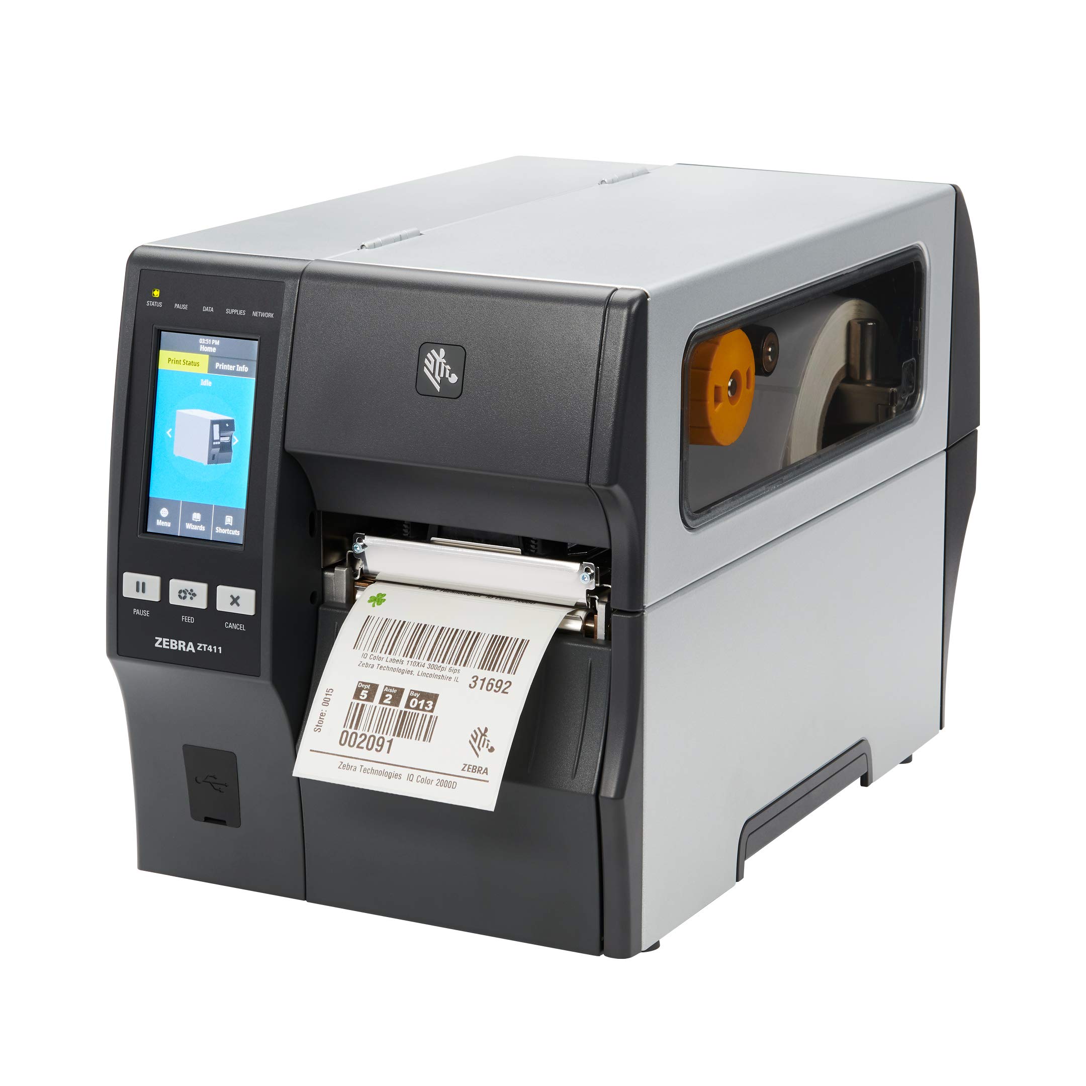 ZEBRA ZT411 Thermal Transfer Industrial Printer 203 dpi Print Width 4 Inches Features Serial, USB, Ethernet, and Bluetooth Connecting Options ZT41142-T010000Z