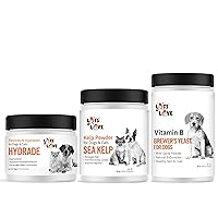 Lots of Love Bundle Set of 3 - Hydrade Electrolytes for Dog & Cat Hydration (8 oz), Kelp Powder Sea Kelp Supplement (16 oz) and Brewer's Yeast Powder for Dogs for Healthy Skin & Coat (16 oz)