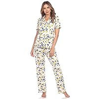 Women's Super Soft Tropical Long Sleeve Top and Full-Length Pajama Bottoms Set with front Pocket
