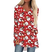 FQZWONG Christmas Shirts for Women Plus Size Womens Long Sleeve Tops Fall Cute Going Out Tshirts Classic Graphic Tees Y2K