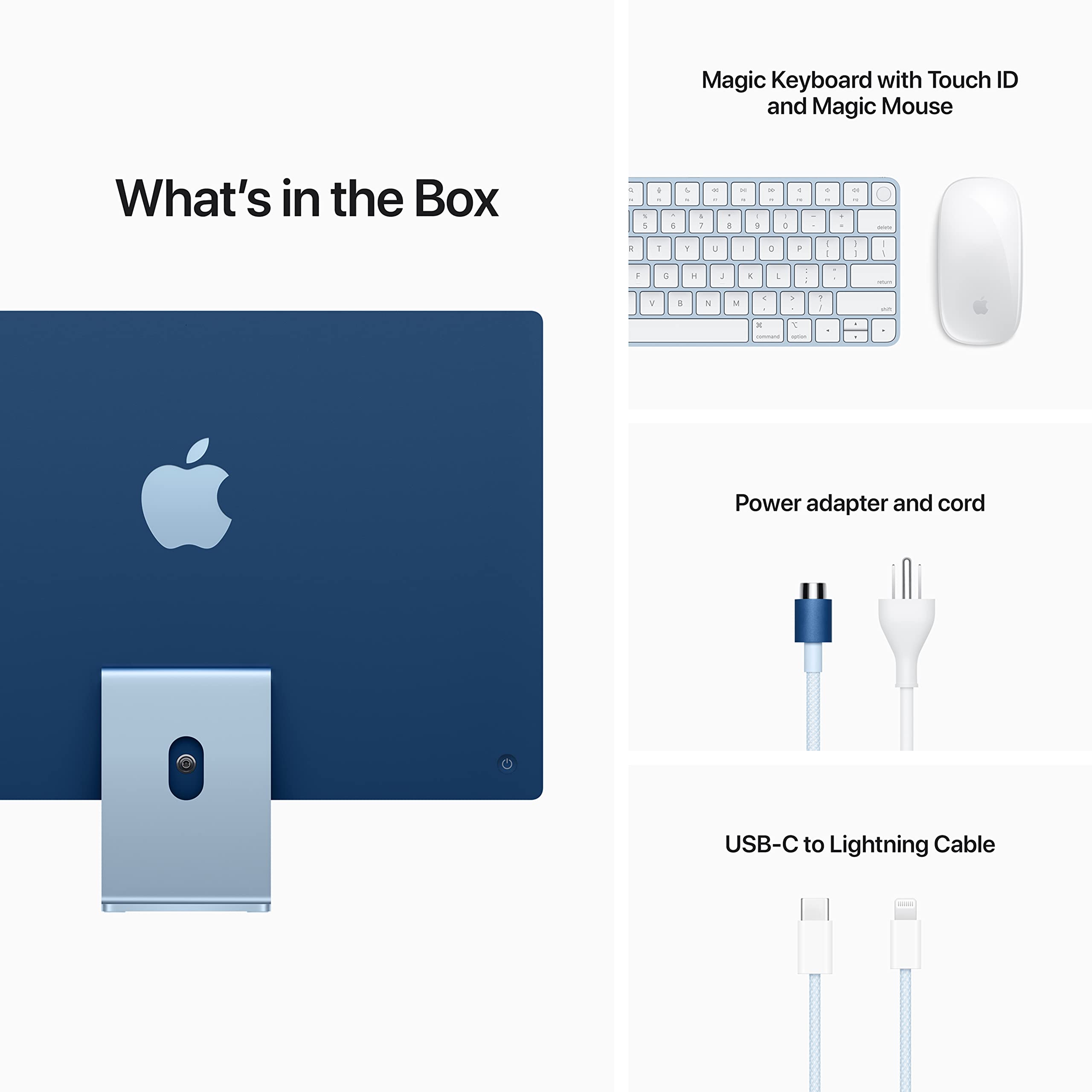 Apple 2021 iMac All-in-one Desktop Computer with M1 chip: 8-core CPU, 8-core GPU, 24-inch Retina Display, 8GB RAM, 256GB SSD Storage, Matching Accessories. Works with iPhone/iPad; Blue