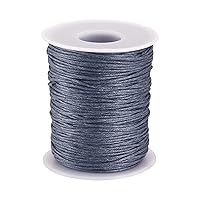 100 Yards Gray Waxed Cotton Cord Threads Braided Beading Cord Strings Bracelet Necklace Wire 1mm(0.04 inch) with Spool for DIY Sewing Jewelry Crafts Making Macrame Supplies