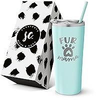Fur Mama Insulated Stainless Steel Tumbler with Lid and Straw - Personalized Insulated Travel Mug for Wine, Coffee, Water - Dog Mom Gift, Dog Owner, Dog Lover - For the Kitchen or On-the-Go!