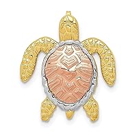 14k Two Tone Gold White Sea Turtle Necklace Charm Pendant Slide Fish Life Amphibian Reptile Fine Jewelry For Women Gifts For Her