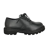 Women's Academy Black Synthetic Leather Oxford Combat Low Shoes