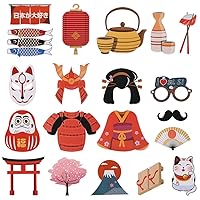 BESTOYARD Japanese Party Handheld Photo Booth Props Japan Style Pattern Photo Posing Props Kit Japanese Traditional Party Selfie Props 20pcs
