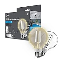 GE CYNC Smart LED Light Bulb, G25 Globe Bulb, WiFi Light, Soft White, 60W Equivalent, Works with Amazon Alexa and Google Home (Pack of 2)