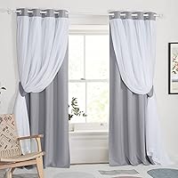 PONY DANCE Curtains for Girls Bedroom Kids Curtain - Window Drapes Curtain 72 inches Length Room Darkening Grommet 2 Layers,1 Panel (Silver Grey, W52 X L72)