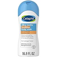 Cetaphil Ultra Gentle Refreshing and Soothing Body Wash, For Dry to Normal, Sensitive Skin, Mother's Day Gifts, 16.9oz, with Aloe Vera, Calendula, Vitamin B5, Hypoallergenic, Dermatologist Tested