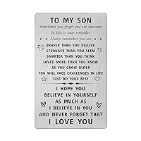 SOUSYOKYO I Love My Son Gifts, Son Engraved Wallet Card, Inspirational Birthday Gift for Son, Personalized Graduation Card for Awesome Son, Happy Christmas Fathers Day Present for Son from Mom and Dad