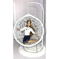 1:6 Dollhouse Furniture Boss Lady White Hanging Swing Bubble Chair with Rug