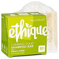 Heali Kiwi - Calming Solid Shampoo Bar for Dry, Itchy, Flaky, and Oily Scalps and Hair - Vegan, Eco-Friendly, Plastic-Free, Cruelty-Free, 3.88 oz (Pack of 1)