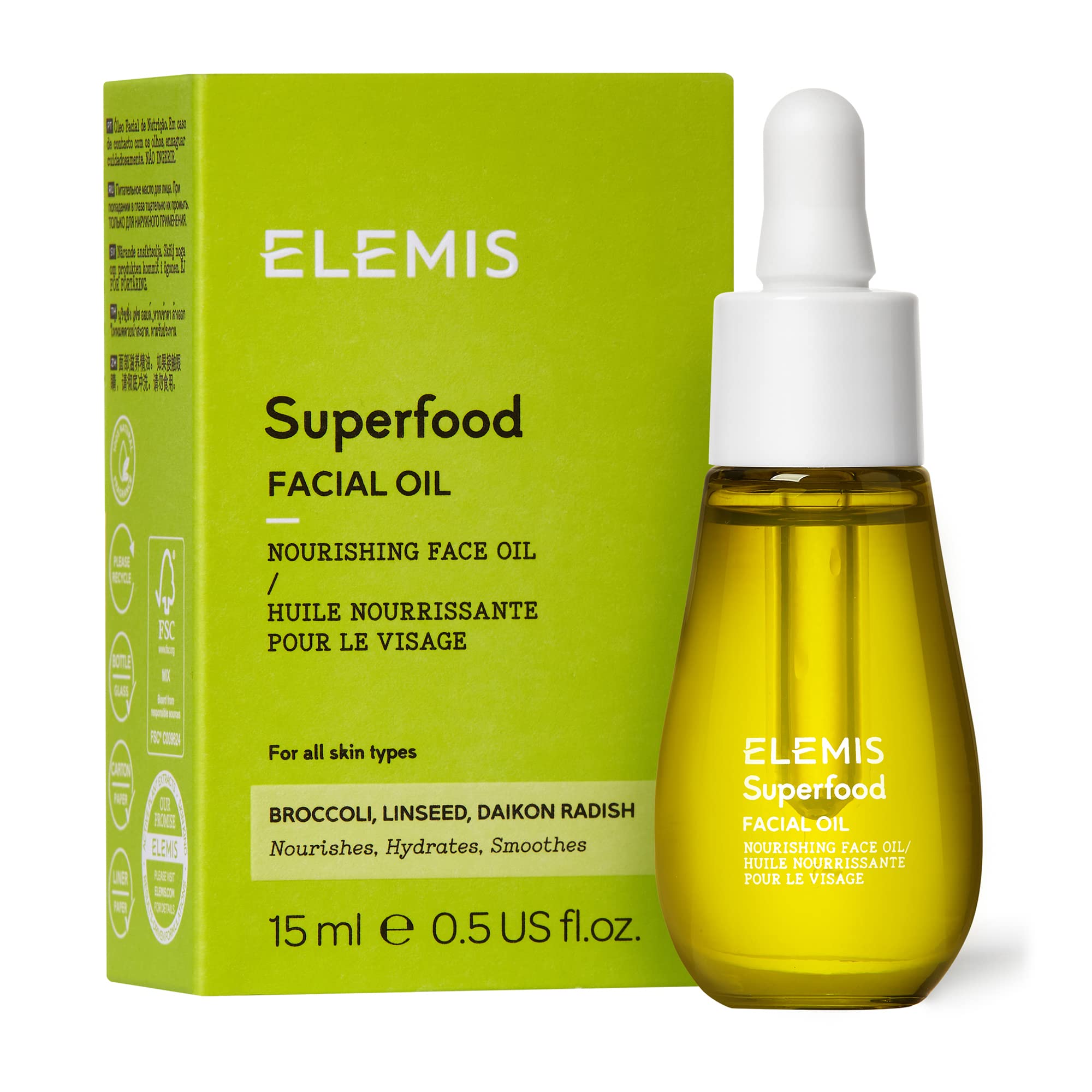 ELEMIS Superfood Facial Oil Concentrated Lightweight, Nourishing Daily Face Oil Hydrates and Smooths Skin