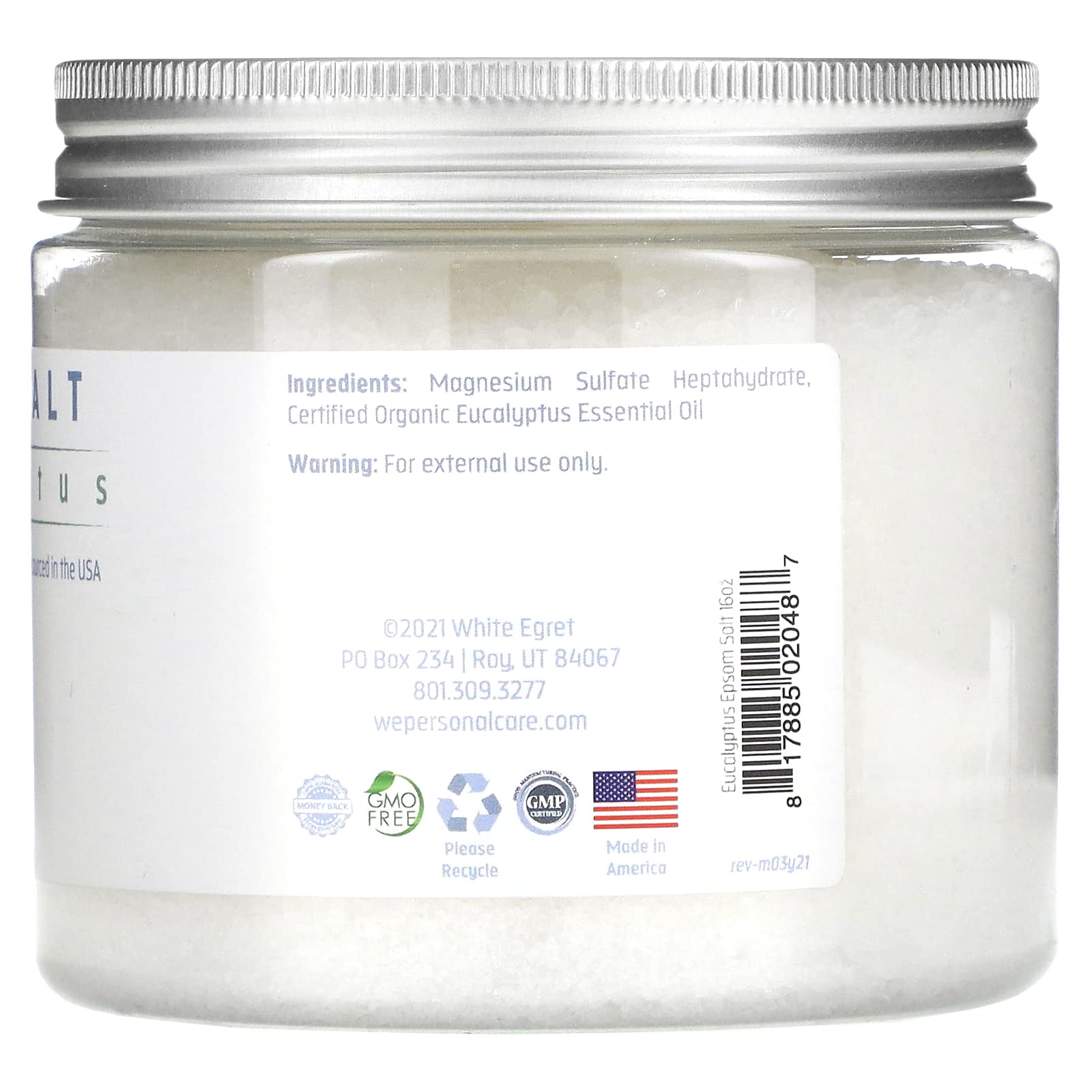 WHITE EGRET Epsom Salt, Eucalyptus, 2.5 Pound
