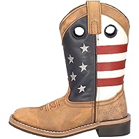 Smoky Mountain Boots Boy's Kids Stars and Stripes Western Boots, Vintage Brown, 2.5 Little