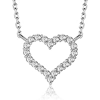 MomentWish Heart Necklace for Women,Mothers Day Gift Moissanite Necklace, S925 Sterling Silver Necklace for Women Wife Anniversary Birthday