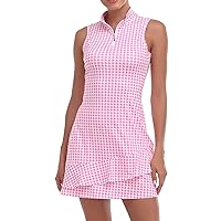 Viracy Tennis Dress for Women Sleeveless Golf Dresses with Shorts and Pockets Ruffle Zip Up Stand Collar Golf Outfits