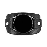 Leather wide cuff band 20mm 22mm Compatible with Samsung Galaxy Watch Classic Active Gear S2 S3 Classic Sport Frontier Pro and other Smart watches with a classic lug, Handmade UA 2357